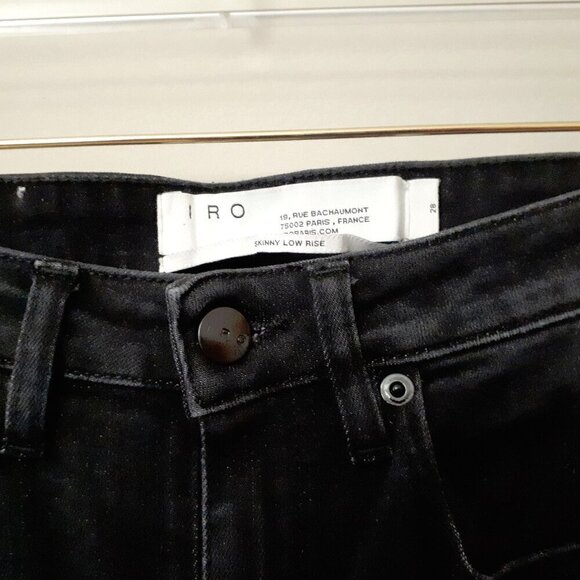 NWOT IRO black faded wash skinny low rise distressed denim jeans, 28 - Picture 8 of 9